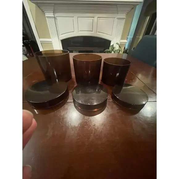 Vintage San Remo Plexiglas Cosmoplast Brown Nesting Containers Canisters Set 3 - Picture 3 of 14